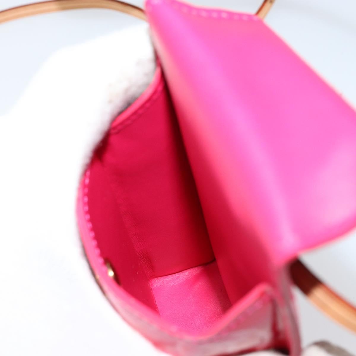 LOUIS VUITTON Monogram Vernis Green Cigarette Case Fusha Pink M91242 Auth 152434V