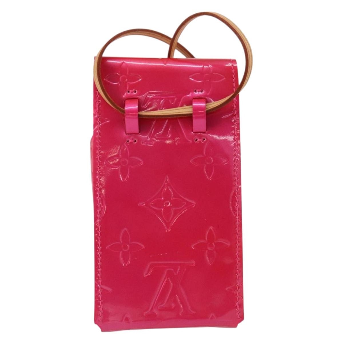 LOUIS VUITTON Monogram Vernis Green Cigarette Case Fusha Pink M91242 Auth 152434V