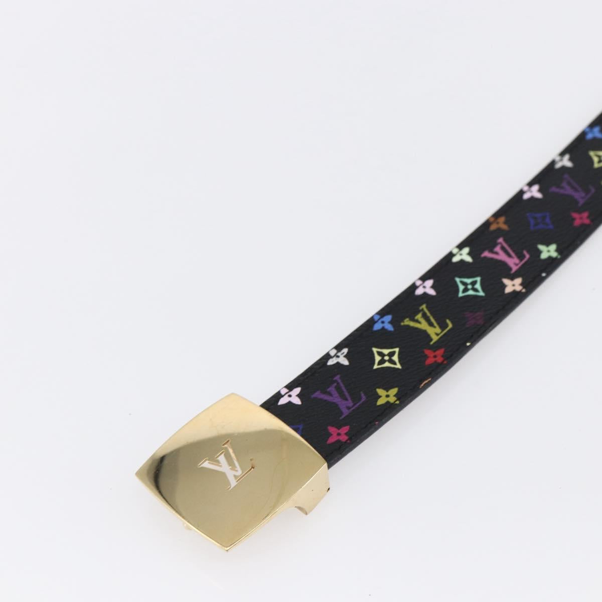 LOUIS VUITTON Multicolor Ceinture Belt Black LV Auth 152435