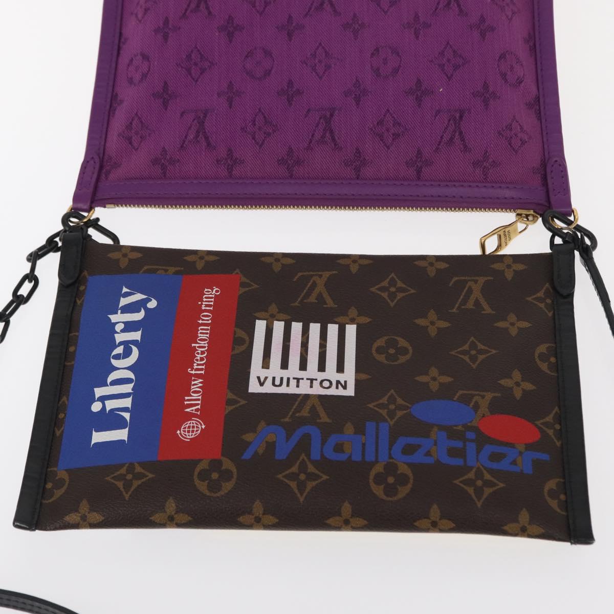 LOUIS VUITTON Monogram Monogram Denim Flat Messenger Bag M44641 LV Auth 152437SAM