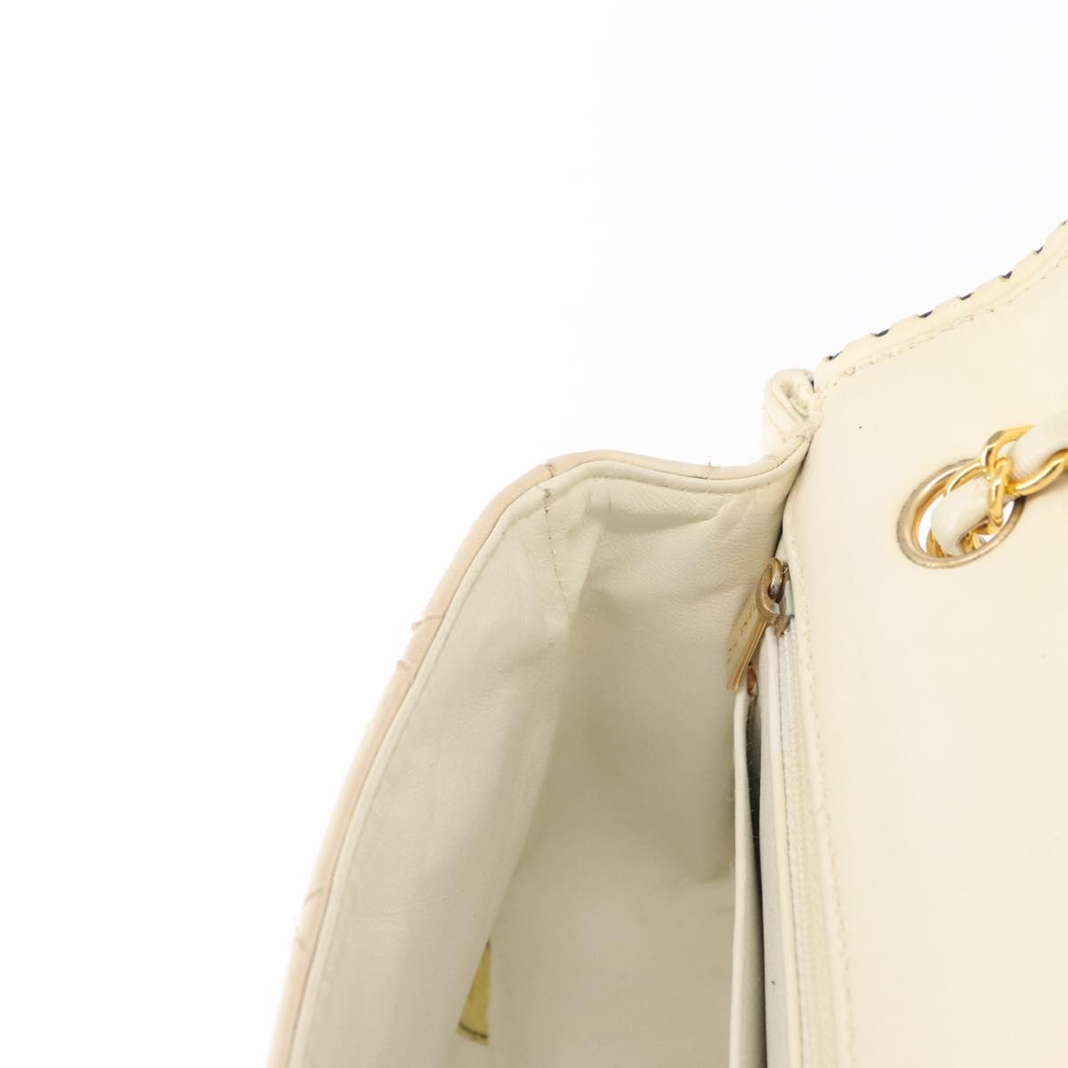 CHANEL Matelasse Chain Shoulder Bag Leather Beige Gold CC Auth 152439