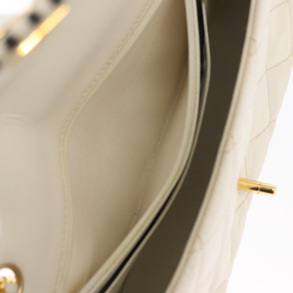 CHANEL Matelasse Chain Shoulder Bag Leather Beige Gold CC Auth 152439