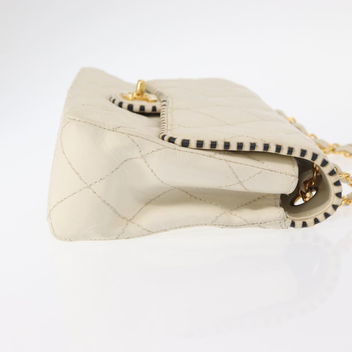 CHANEL Matelasse Chain Shoulder Bag Leather Beige Gold CC Auth 152439