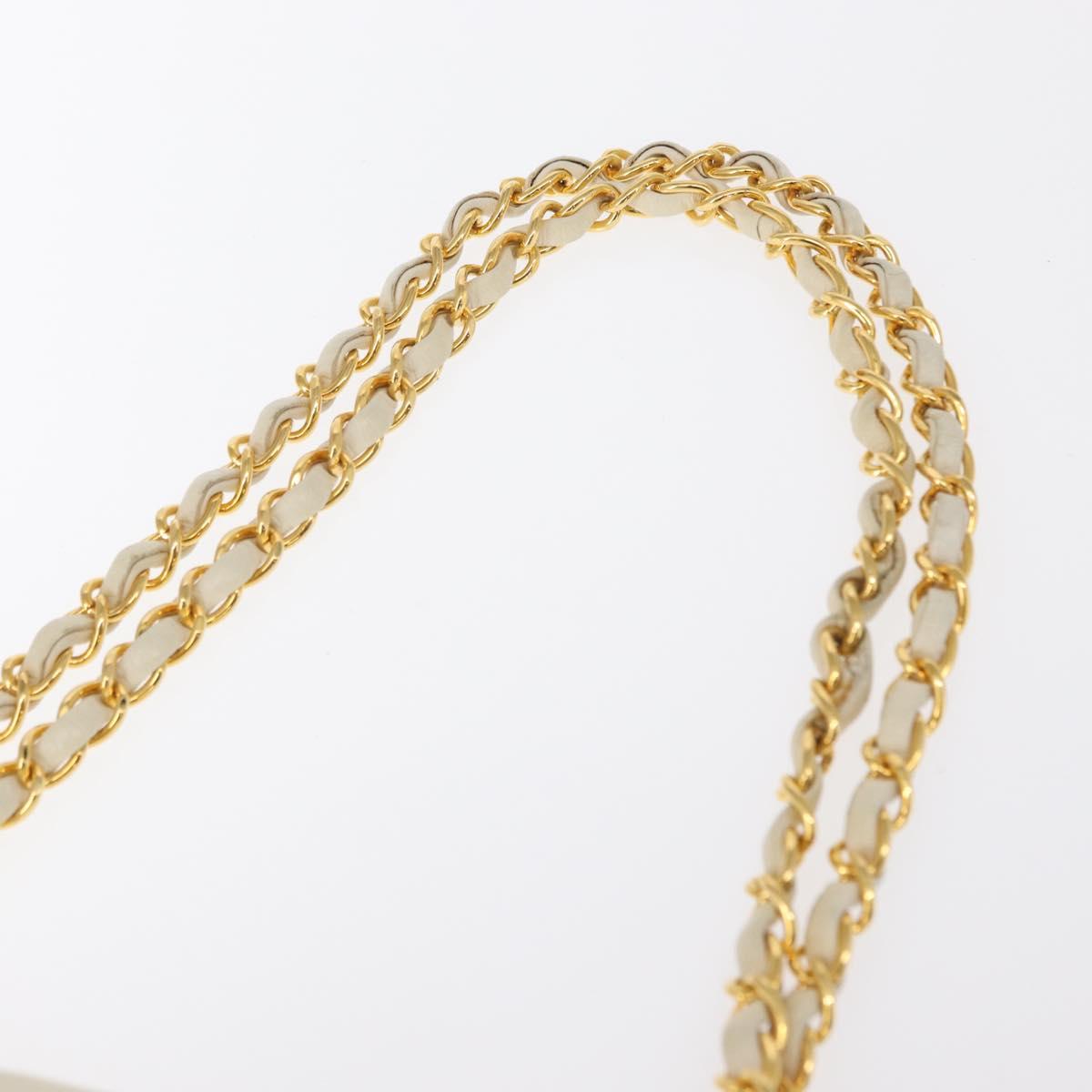 CHANEL Matelasse Chain Shoulder Bag Leather Beige Gold CC Auth 152439