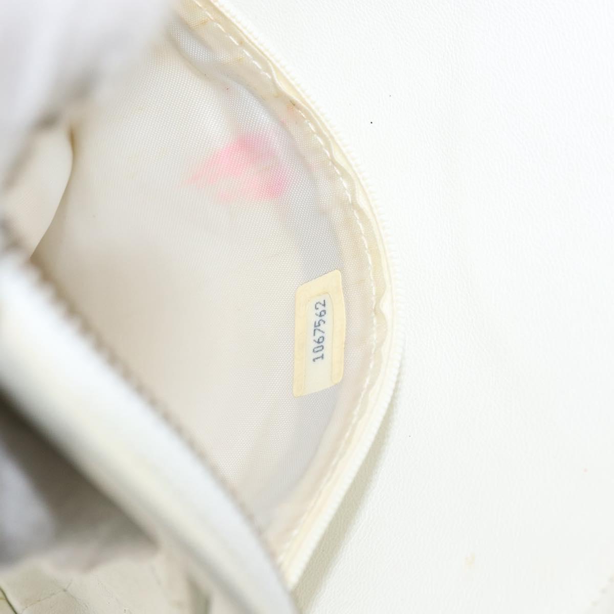 CHANEL Chain Shoulder Bag Lamb Skin White Gold CC Auth 152440