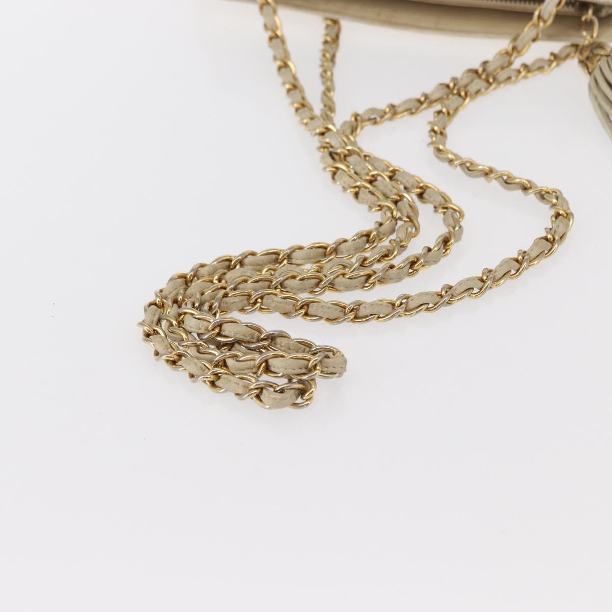 CHANEL Matelasse Chain Shoulder Bag Lamb Skin Beige Gold CC Auth 152441