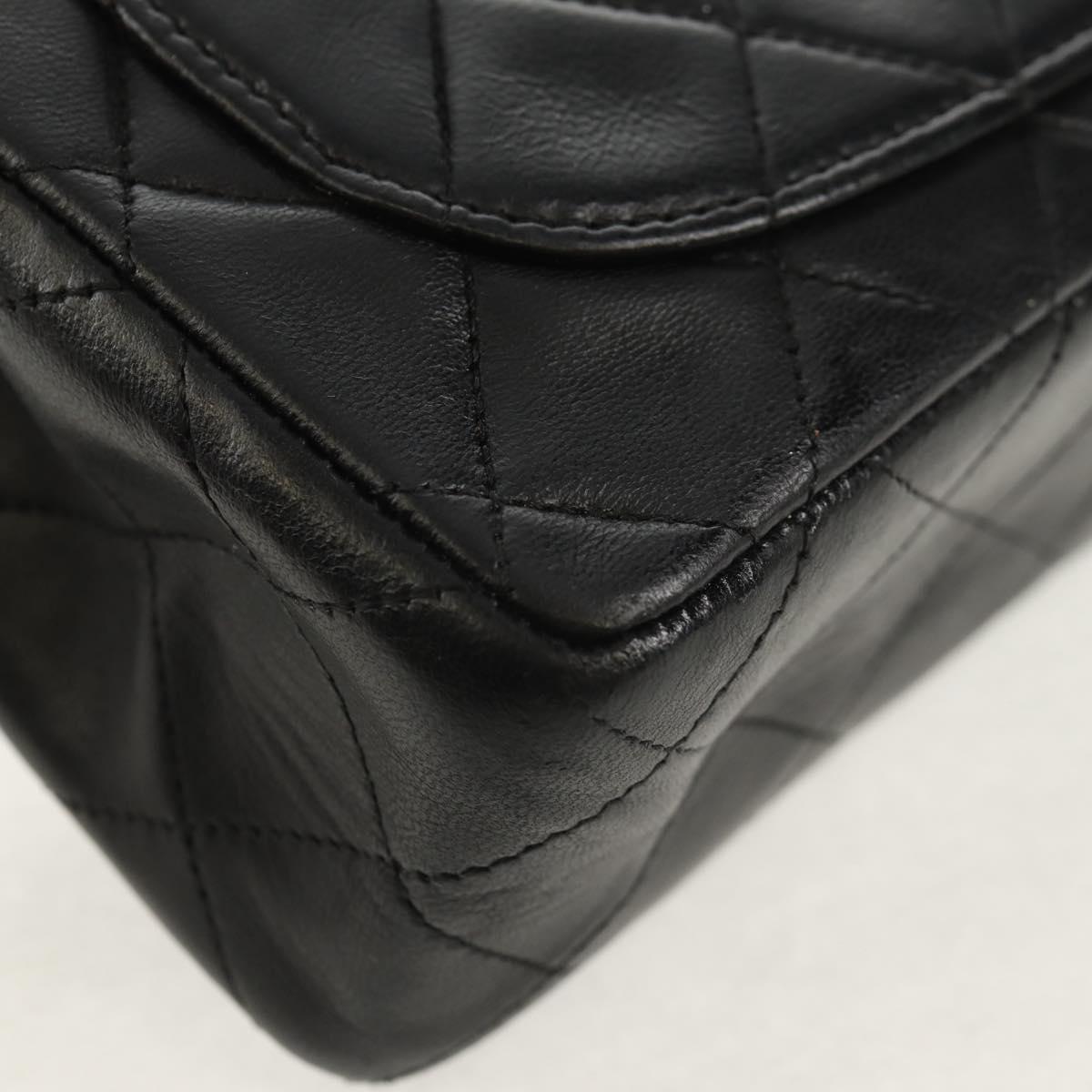 CHANEL Matelasse Chain Shoulder Bag Lamb Skin Black Gold CC Auth 152446AV