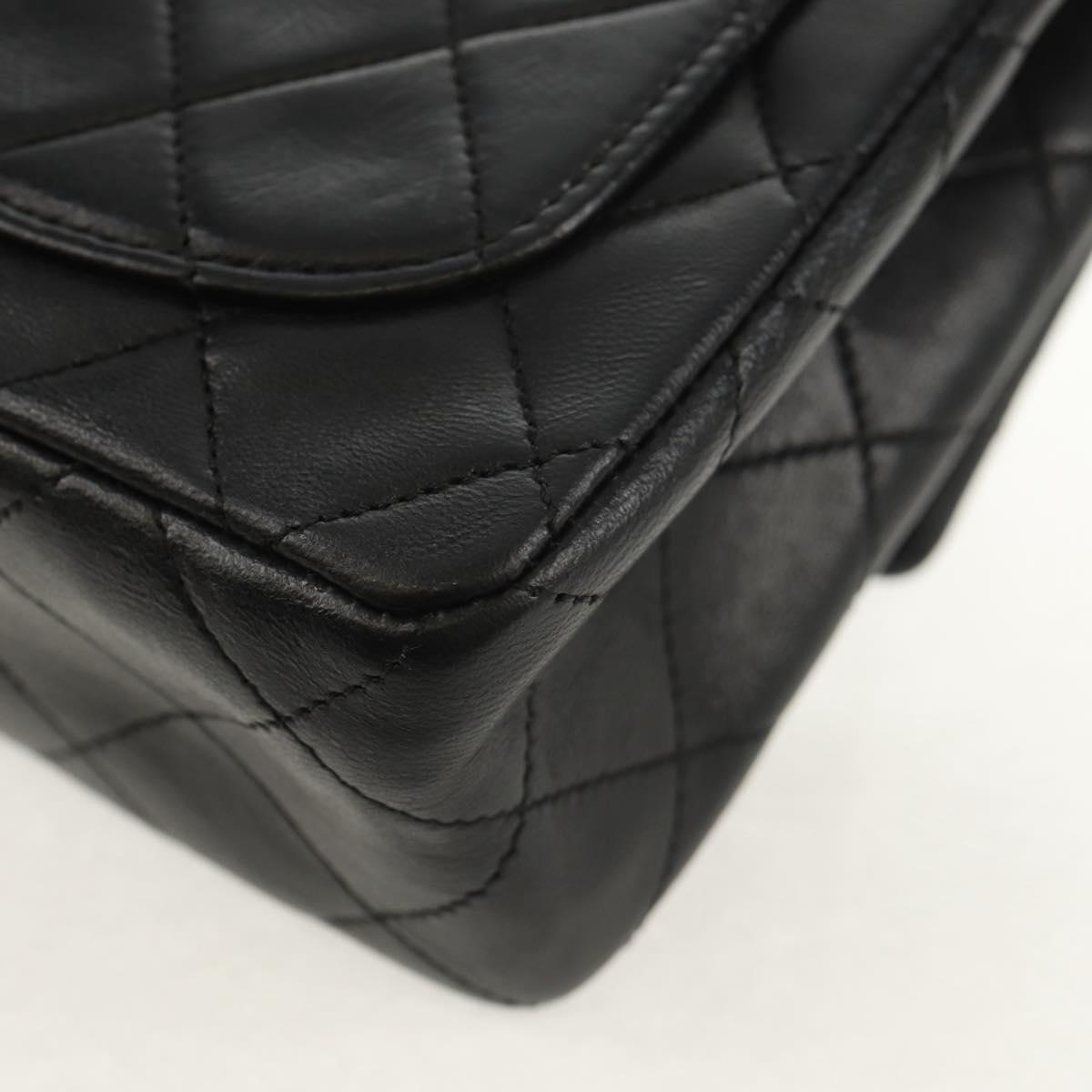 CHANEL Matelasse Chain Shoulder Bag Lamb Skin Black Gold CC Auth 152446AV