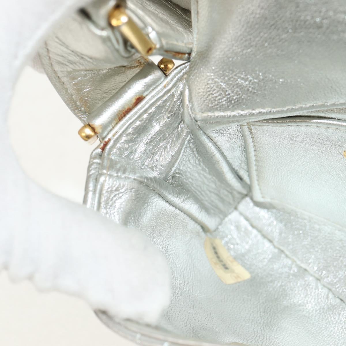 CHANEL Matelasse Shoulder Bag Leather Silver Gold CC Auth 152450AV