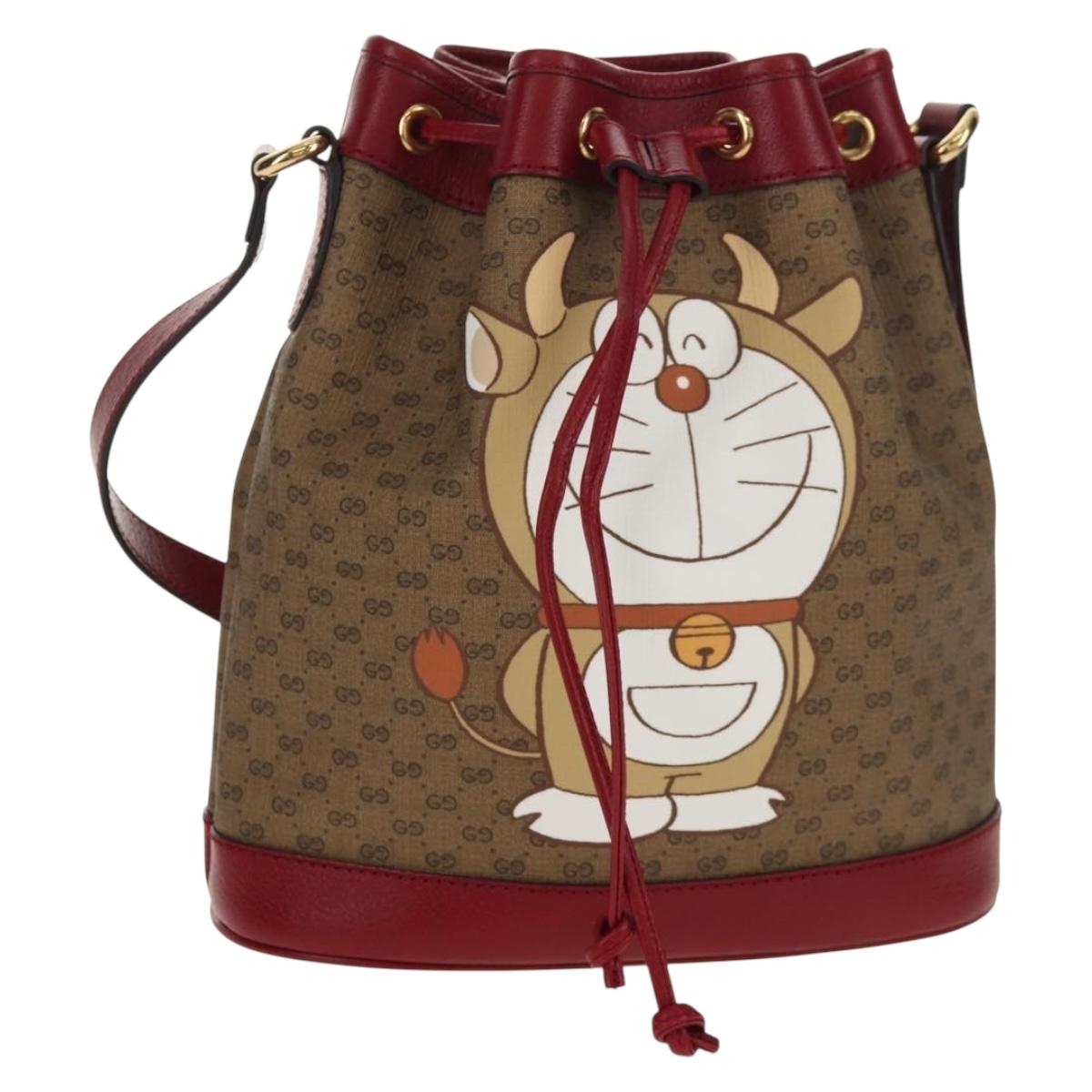 GUCCI Micro GG Supreme Doraemon Collaboration Bag PVC Beige 655597 Auth 152451AM