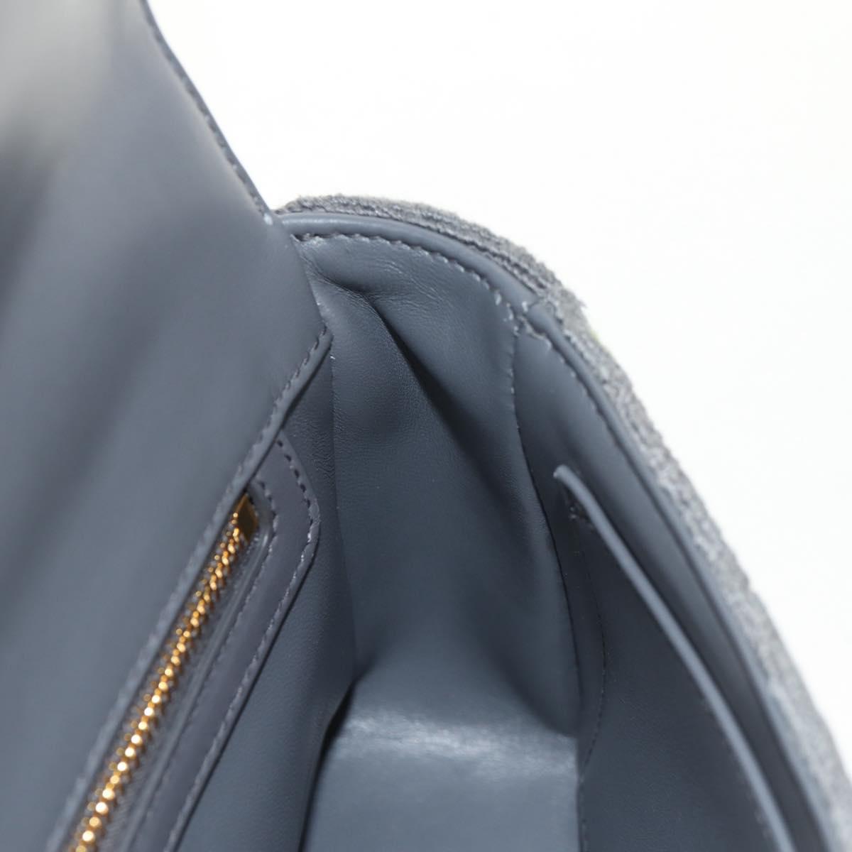 Christian Dior Chain Caro Shoulder Bag cotton Gray Gold Auth 152452AM