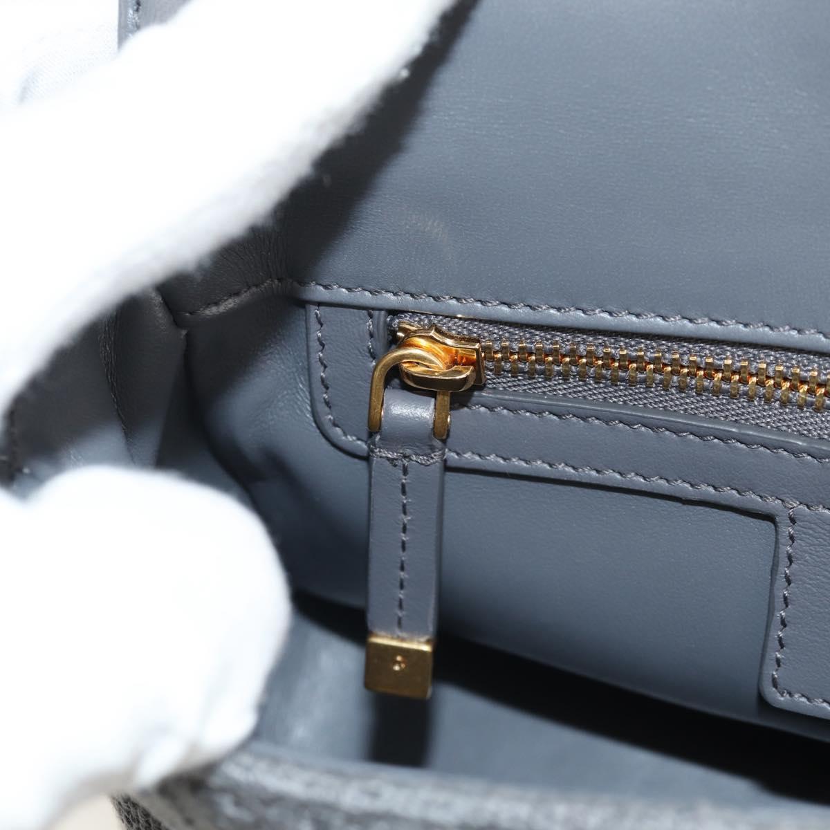 Christian Dior Chain Caro Shoulder Bag cotton Gray Gold Auth 152452AM