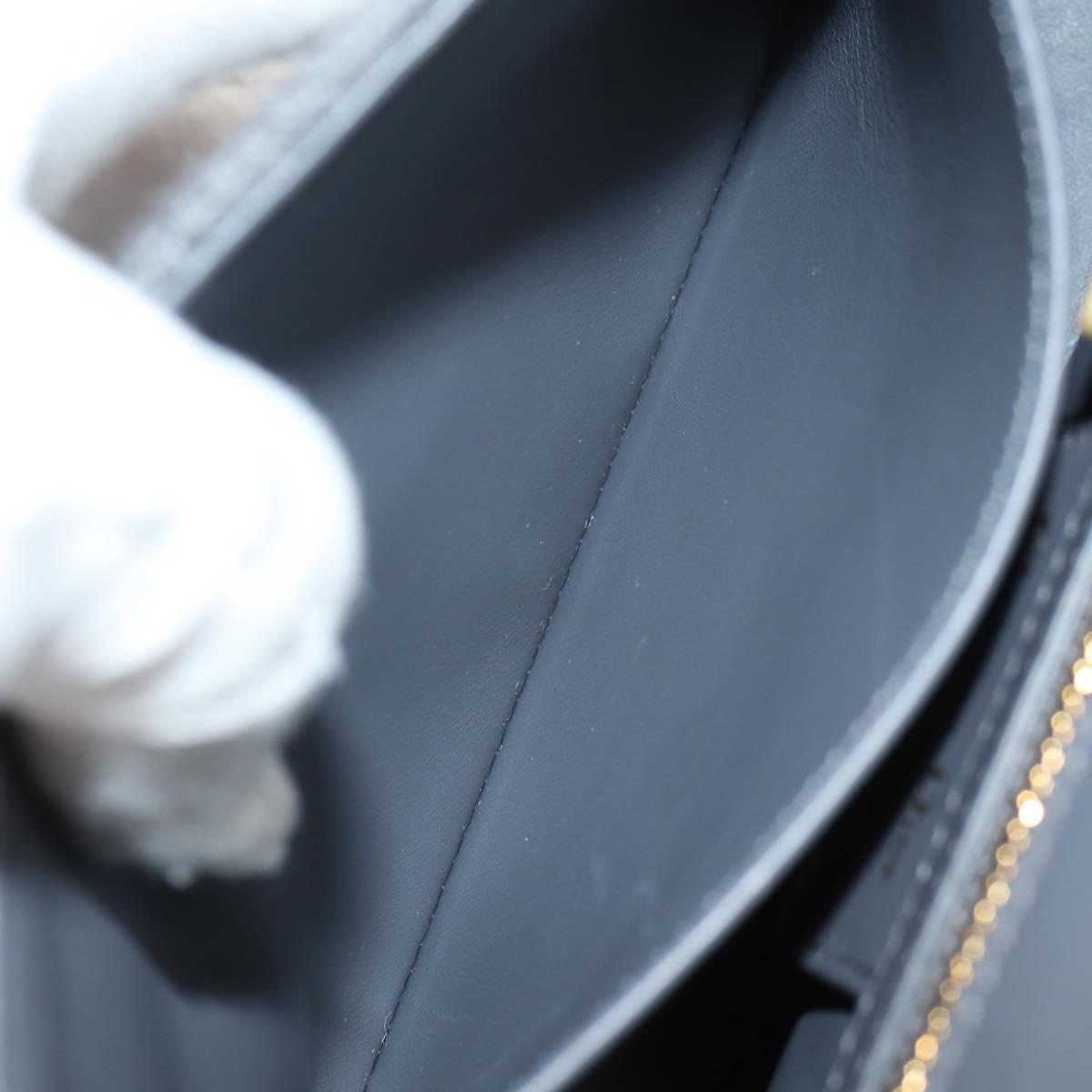 Christian Dior Chain Caro Shoulder Bag cotton Gray Gold Auth 152452AM