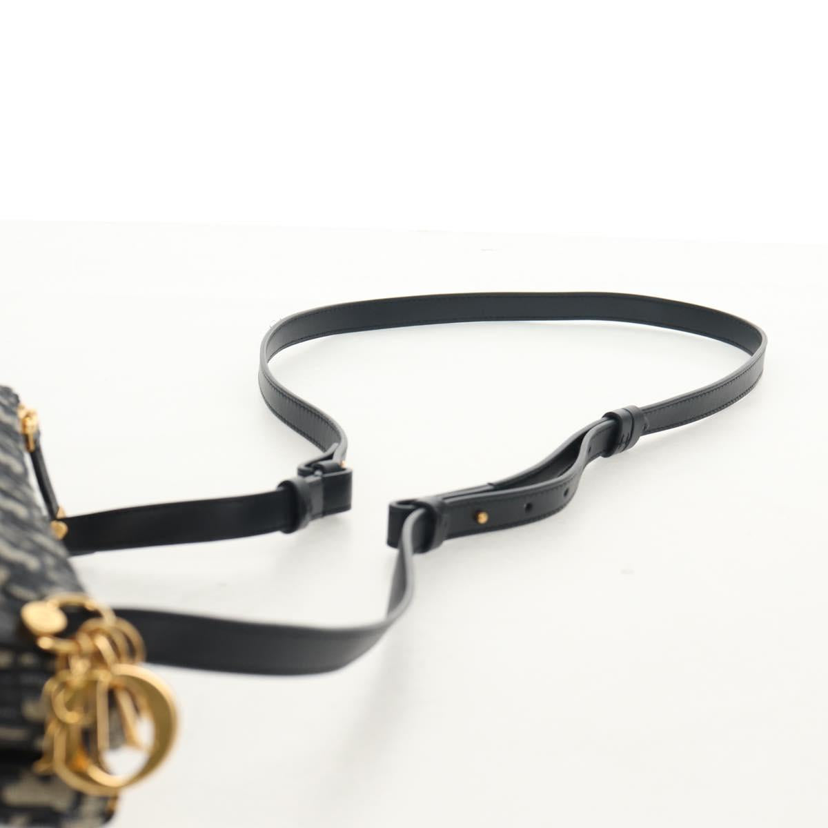 Christian Dior Trotter Canvas Shoulder Bag Navy Silver Auth 152453SM