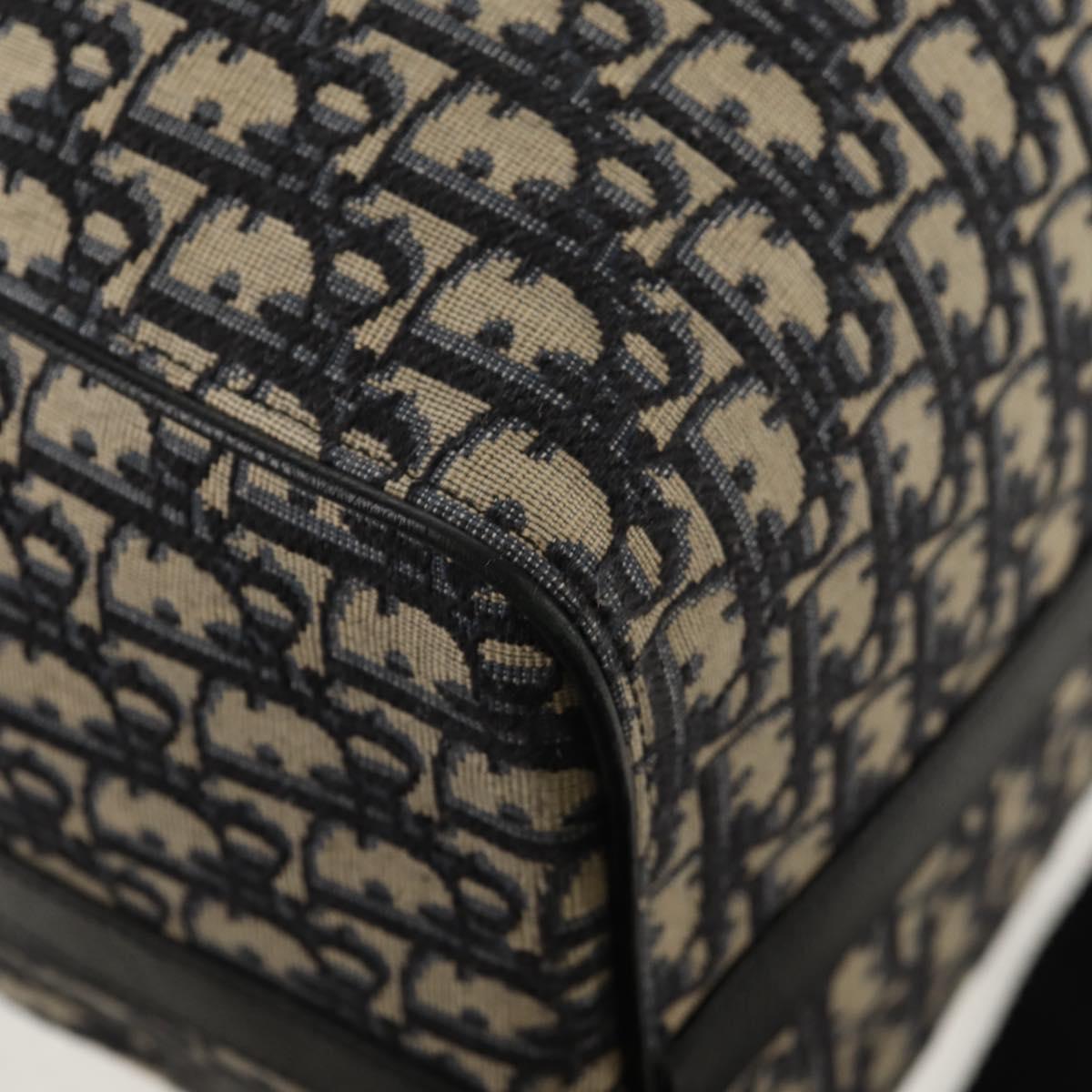 Christian Dior Trotter Canvas Jacquard Lango 50 Bag Navy Silver Auth 152454SM