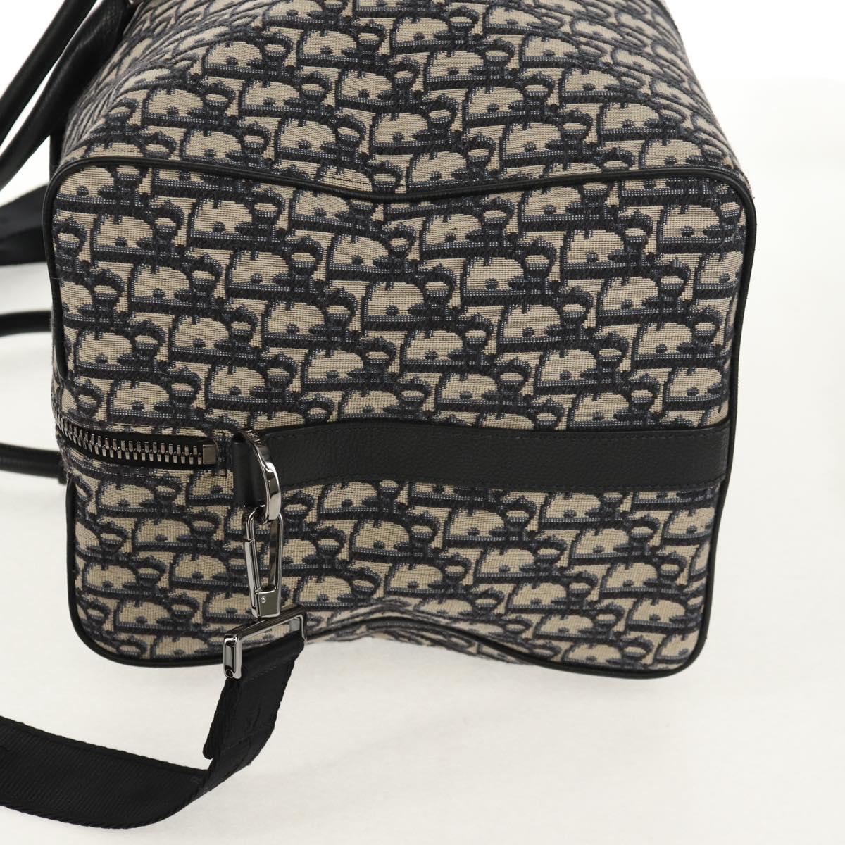 Christian Dior Trotter Canvas Jacquard Lango 50 Bag Navy Silver Auth 152454SM