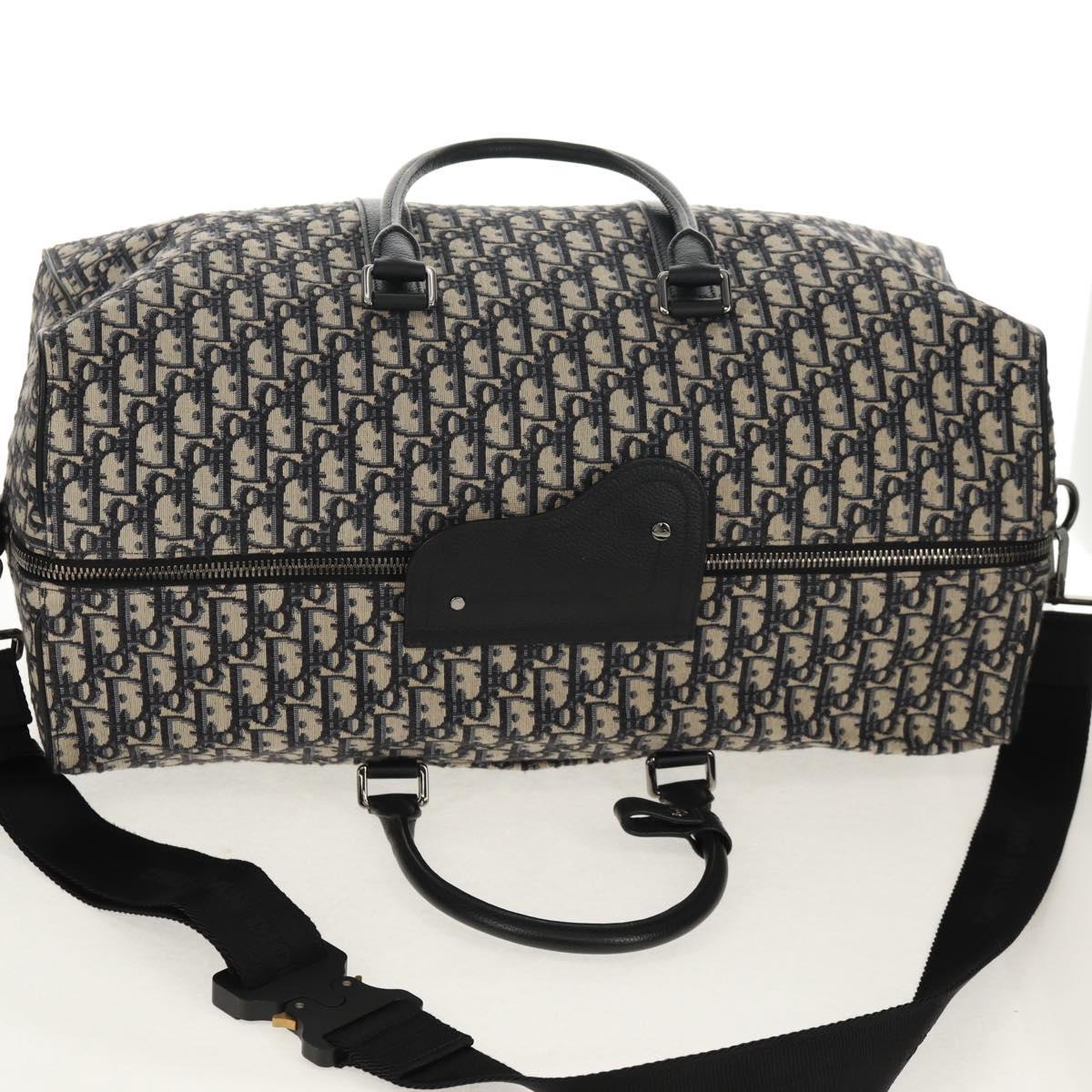 Christian Dior Trotter Canvas Jacquard Lango 50 Bag Navy Silver Auth 152454SM