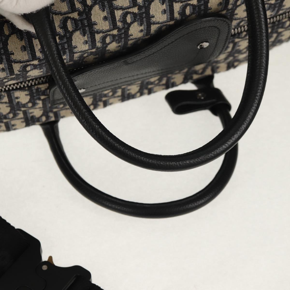 Christian Dior Trotter Canvas Jacquard Lango 50 Bag Navy Silver Auth 152454SM
