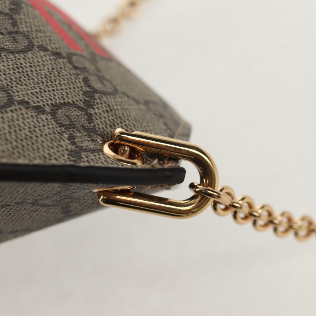 GUCCI GG Supreme Chain Shoulder Bag PVC Beige Gold 678131 Auth 152468AM