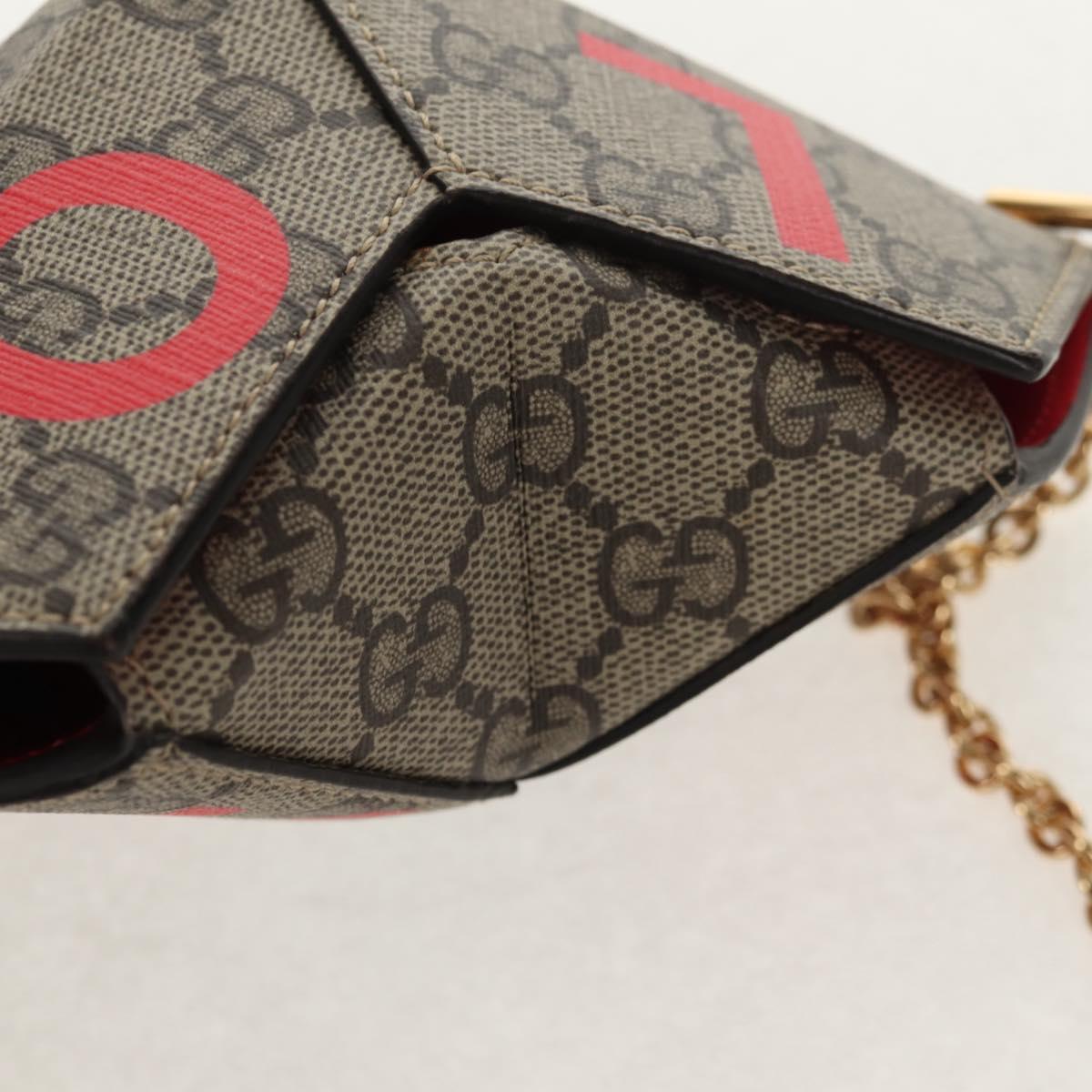 GUCCI GG Supreme Chain Shoulder Bag PVC Beige Gold 678131 Auth 152468AM