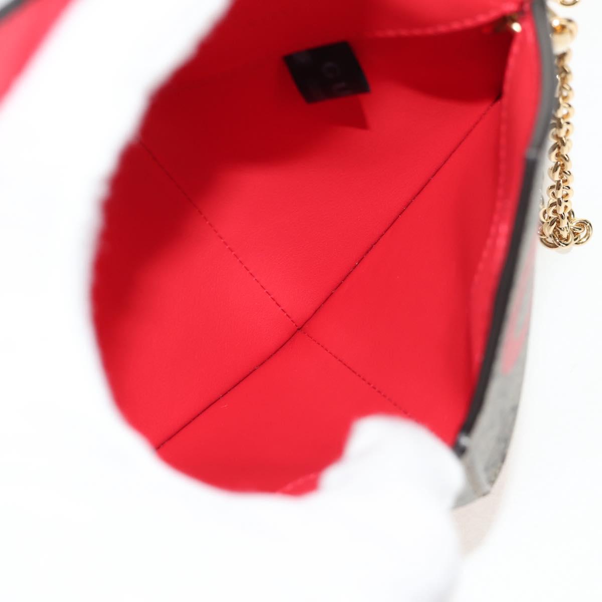 GUCCI GG Supreme Chain Shoulder Bag PVC Beige Gold 678131 Auth 152468AM