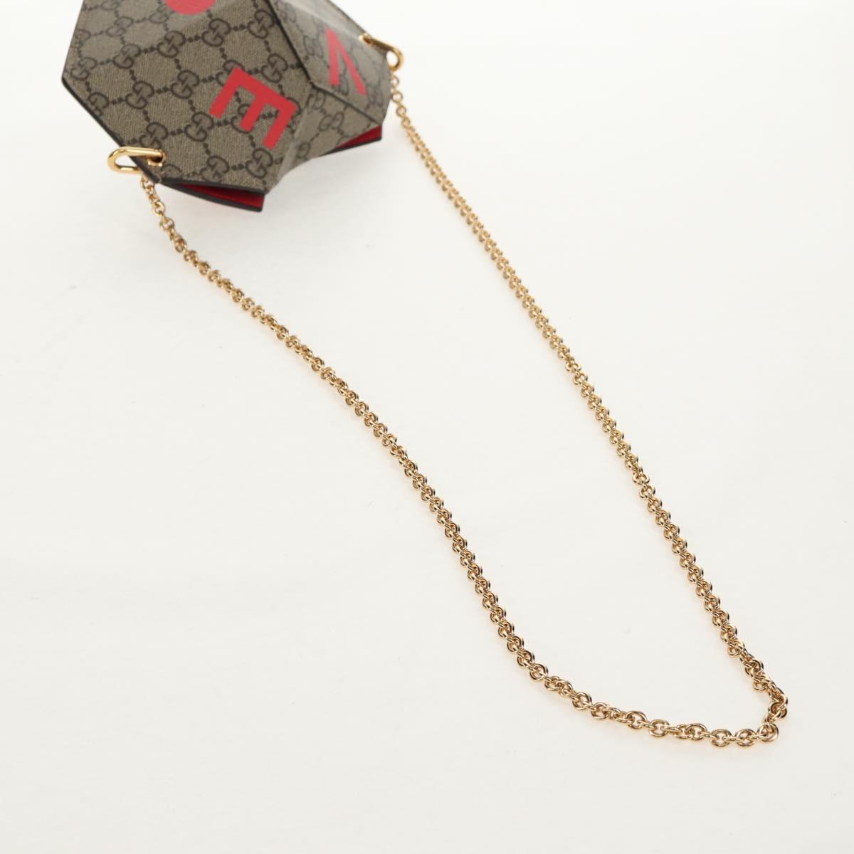 GUCCI GG Supreme Chain Shoulder Bag PVC Beige Gold 678131 Auth 152468AM