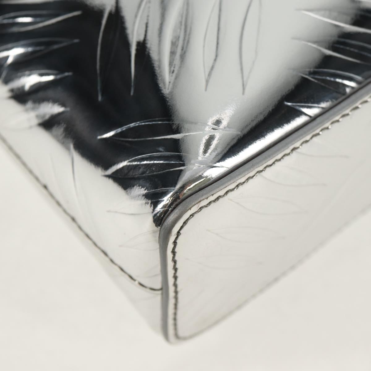 PRADA Hand Bag Metallic leather Silver Auth 152470M