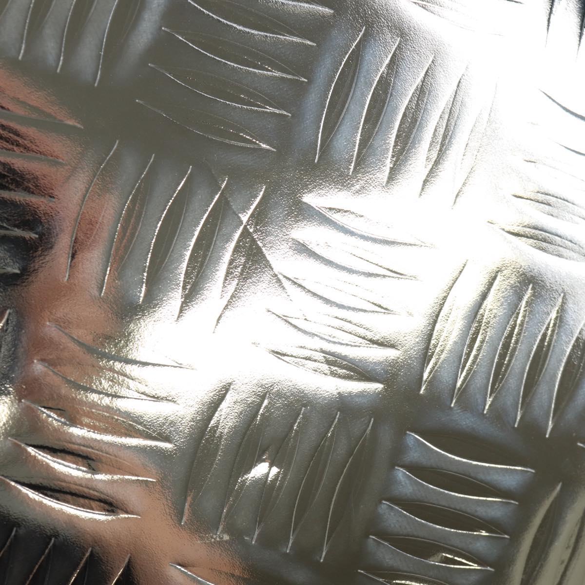 PRADA Hand Bag Metallic leather Silver Auth 152470M