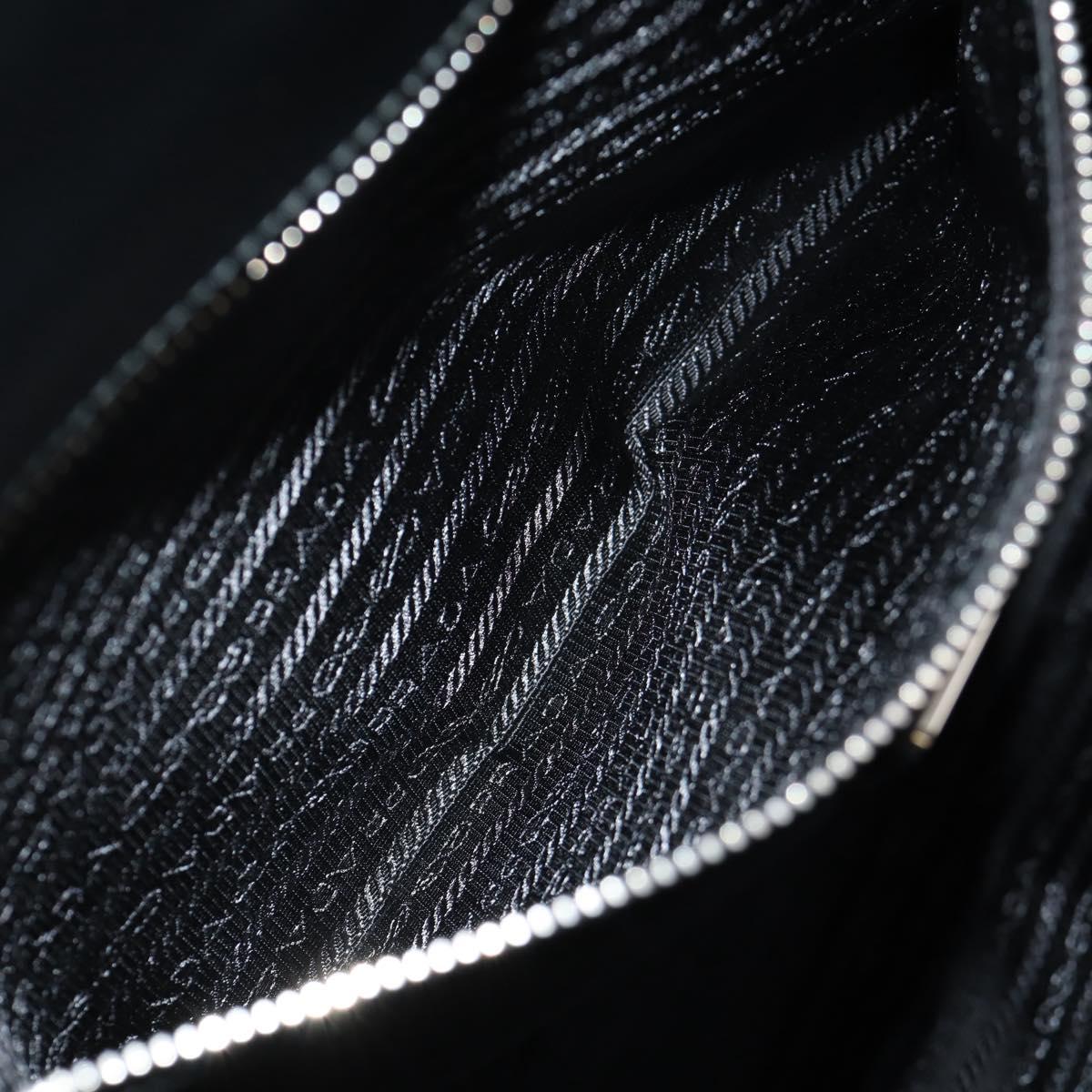 PRADA Hand Bag Metallic leather Silver Auth 152470M