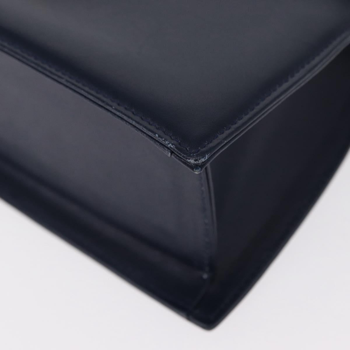 GIVENCHY Hand Bag Leather 2way Navy Gold Auth 152500