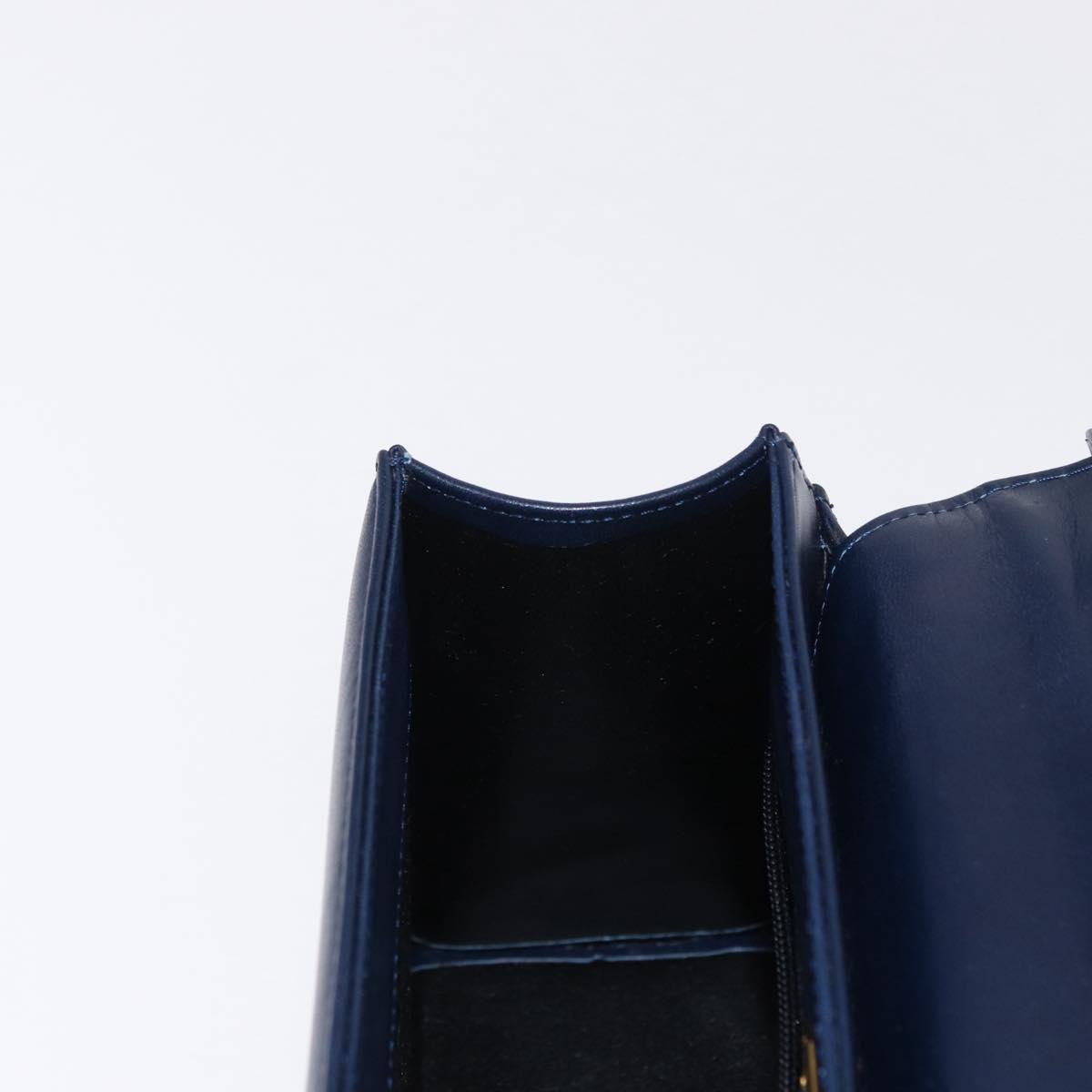 GIVENCHY Hand Bag Leather 2way Navy Gold Auth 152500