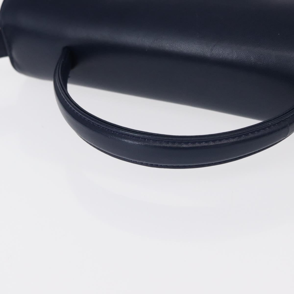 GIVENCHY Hand Bag Leather 2way Navy Gold Auth 152500