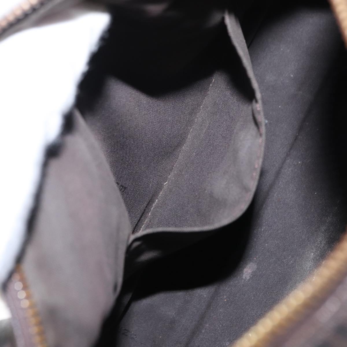 FENDI Zucchino Canvas Boston Bag PVC Dark Brown Gold Auth 152507