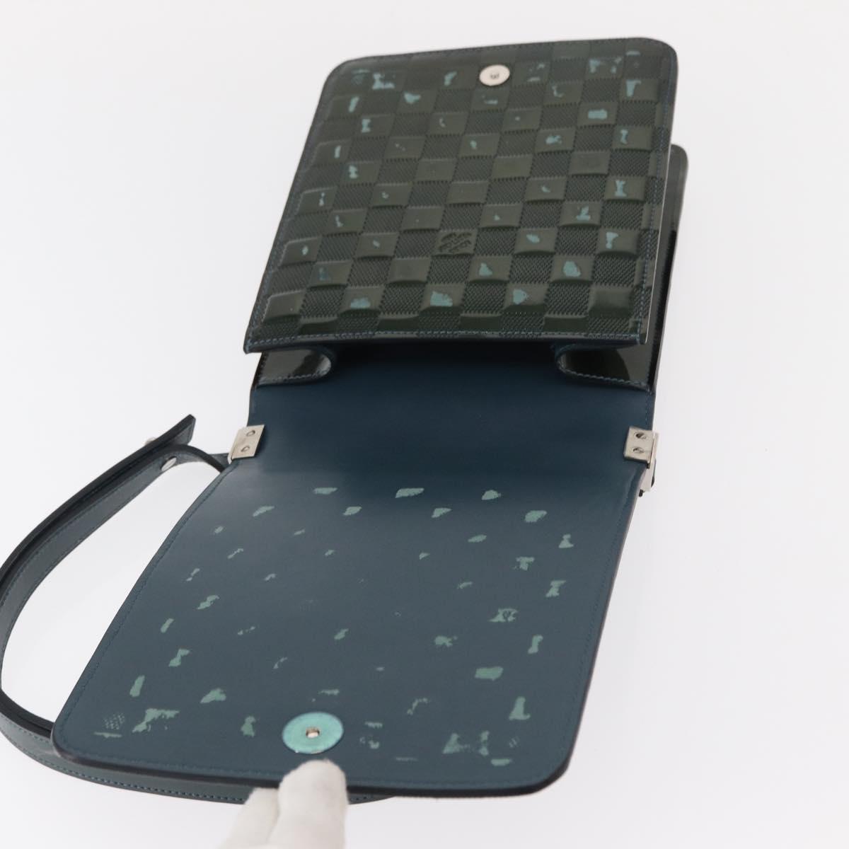 LOUIS VUITTON Damier Vernis Club Bag Green Petrol Blue M92128 LV Auth 152522