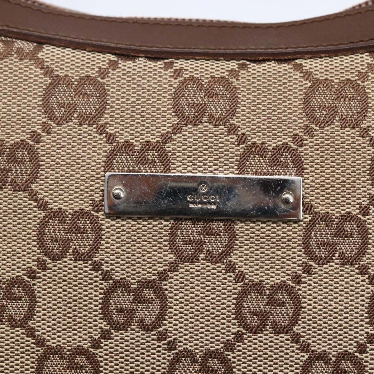 GUCCI GG Canvas Shoulder Bag Brown Silver 019 0433 Auth 152559