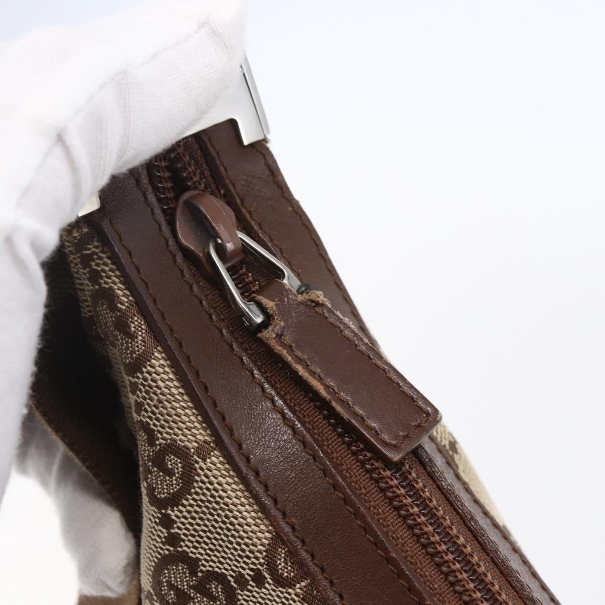 GUCCI GG Canvas Shoulder Bag Brown Silver 019 0433 Auth 152559