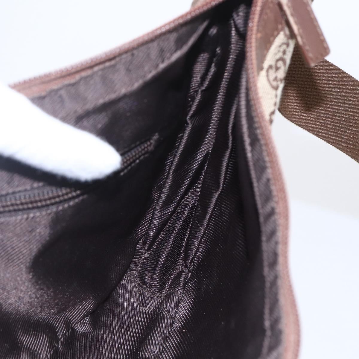 GUCCI GG Canvas Shoulder Bag Brown Silver 019 0433 Auth 152559