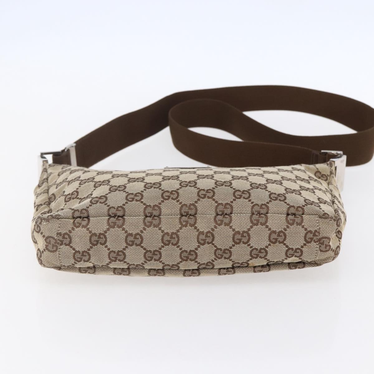 GUCCI GG Canvas Shoulder Bag Brown Silver 019 0433 Auth 152559