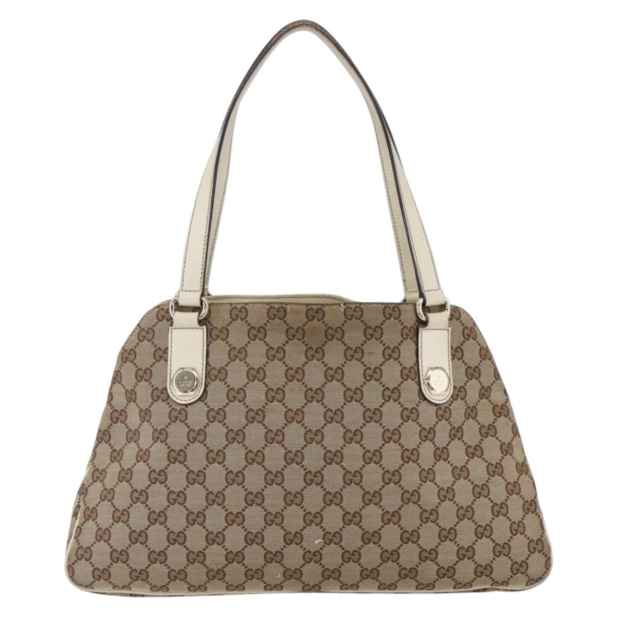 GUCCI GG Canvas Tote Bag Beige Gold 163288 Auth 152561