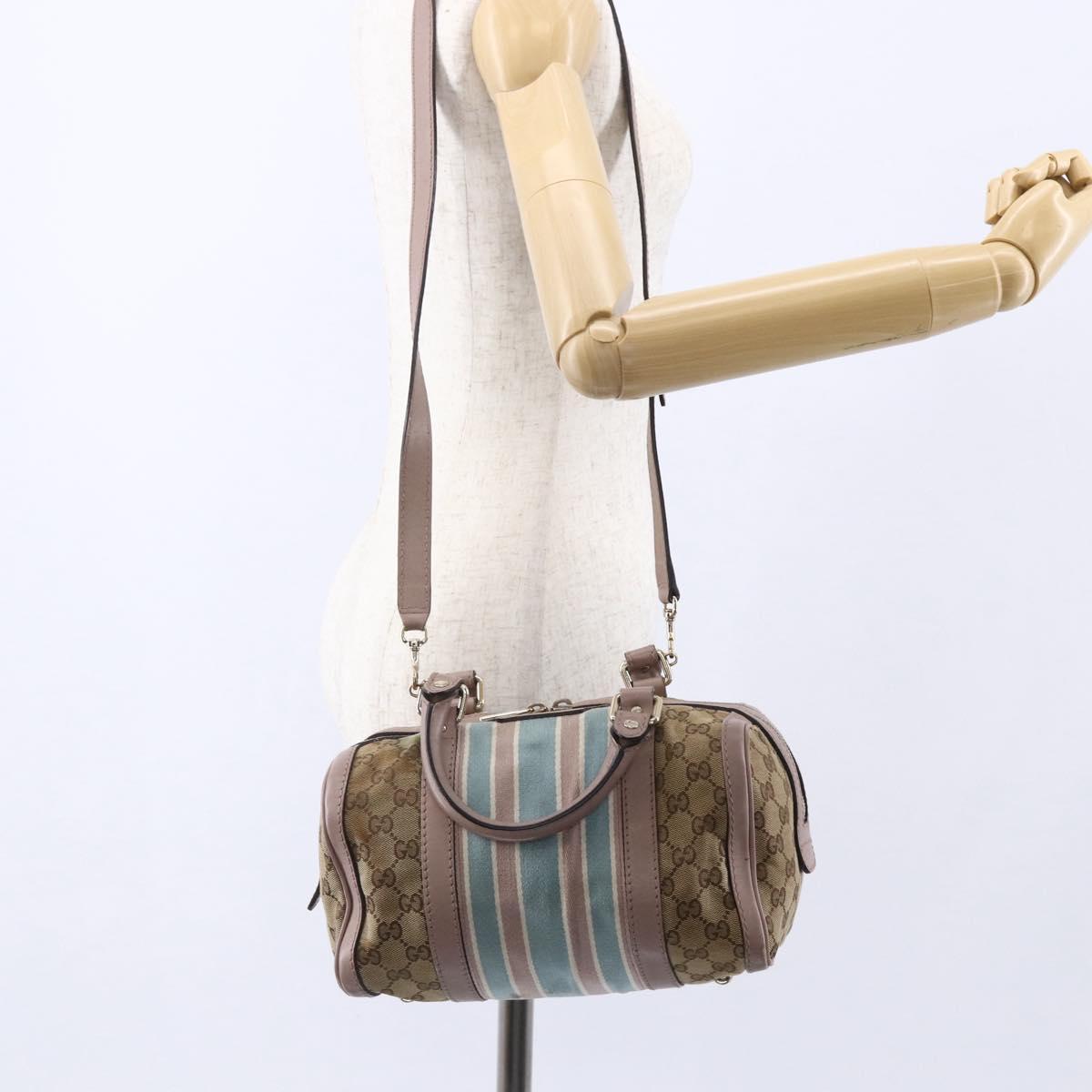 GUCCI GG Canvas Sherry Line Hand Bag 2way Beige Gold 269876 Auth 152562