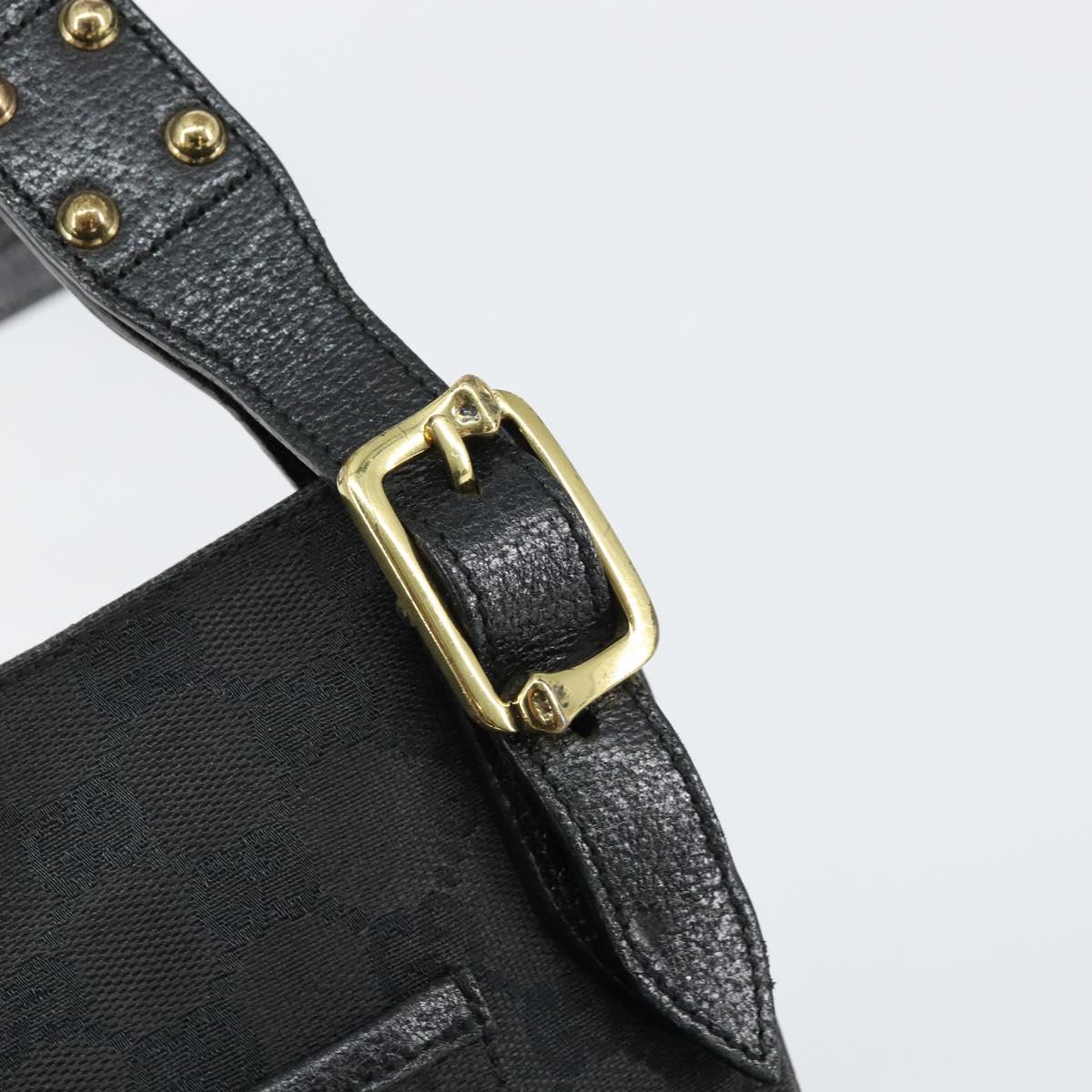 GUCCI GG Canvas Shoulder Bag Black Gold 115514 Auth 152563