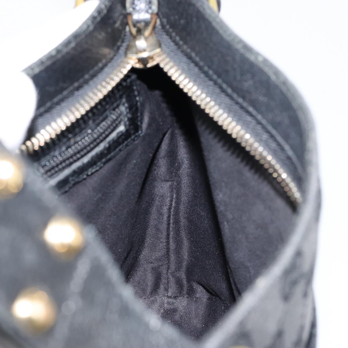 GUCCI GG Canvas Shoulder Bag Black Gold 115514 Auth 152563