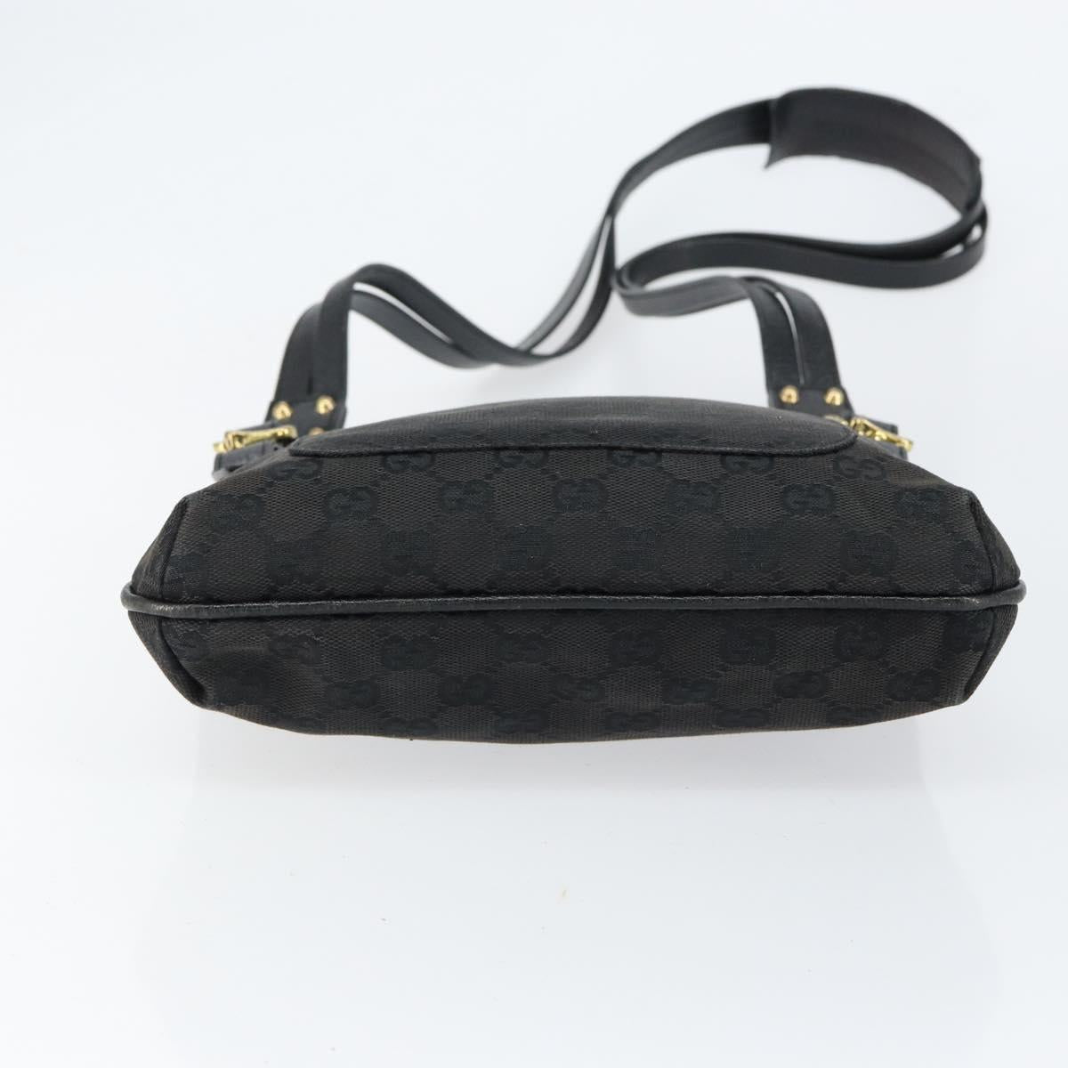GUCCI GG Canvas Shoulder Bag Black Gold 115514 Auth 152563