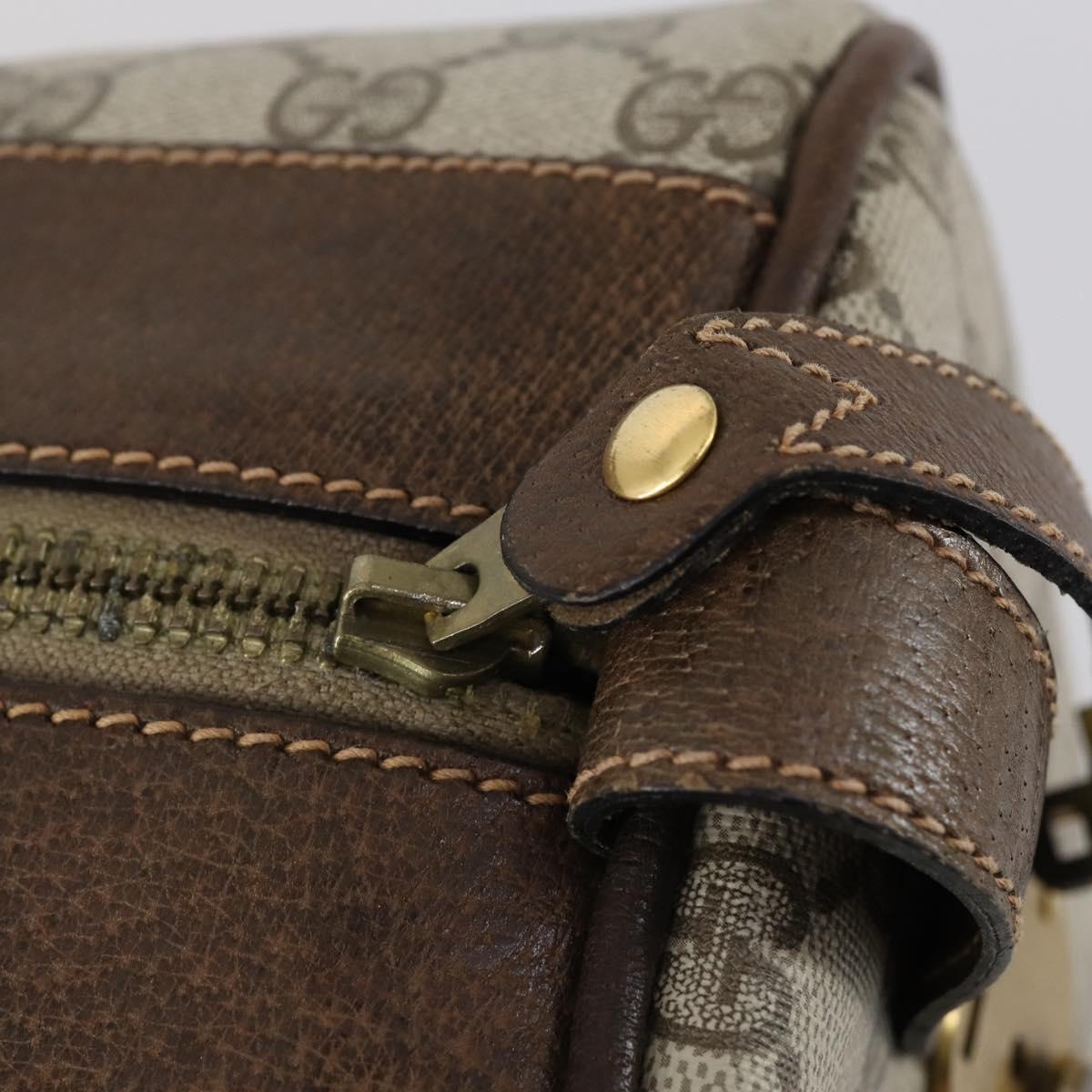 GUCCI GG Supreme Web Sherry Line Boston Bag PVC Beige Gold Auth 152565