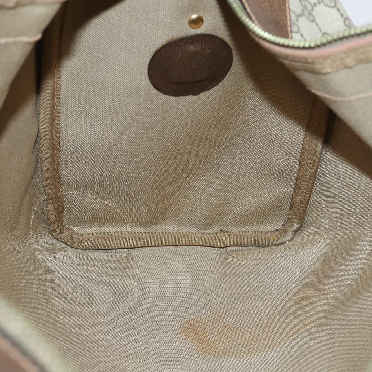 GUCCI GG Supreme Web Sherry Line Boston Bag PVC Beige Gold Auth 152565