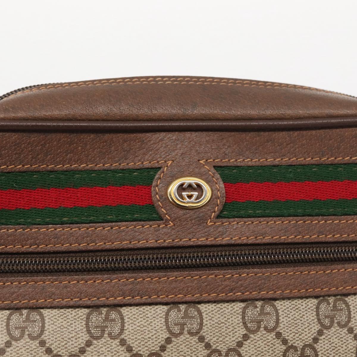 GUCCI GG Supreme Web Sherry Line Bag PVC Beige Red 119 02 087 Auth 152569