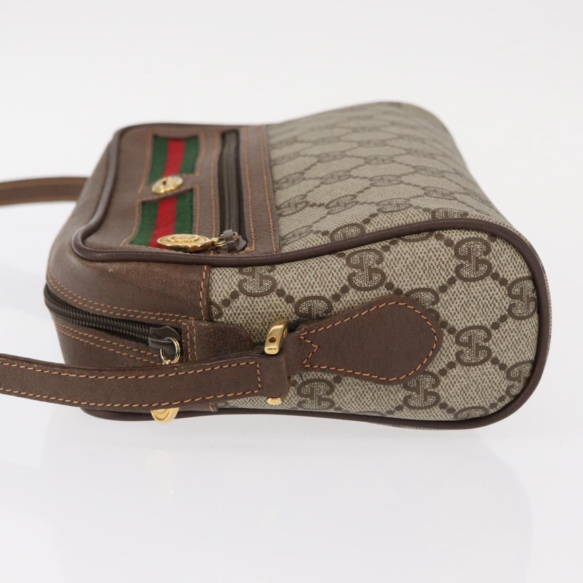 GUCCI GG Supreme Web Sherry Line Bag PVC Beige Red 119 02 087 Auth 152569