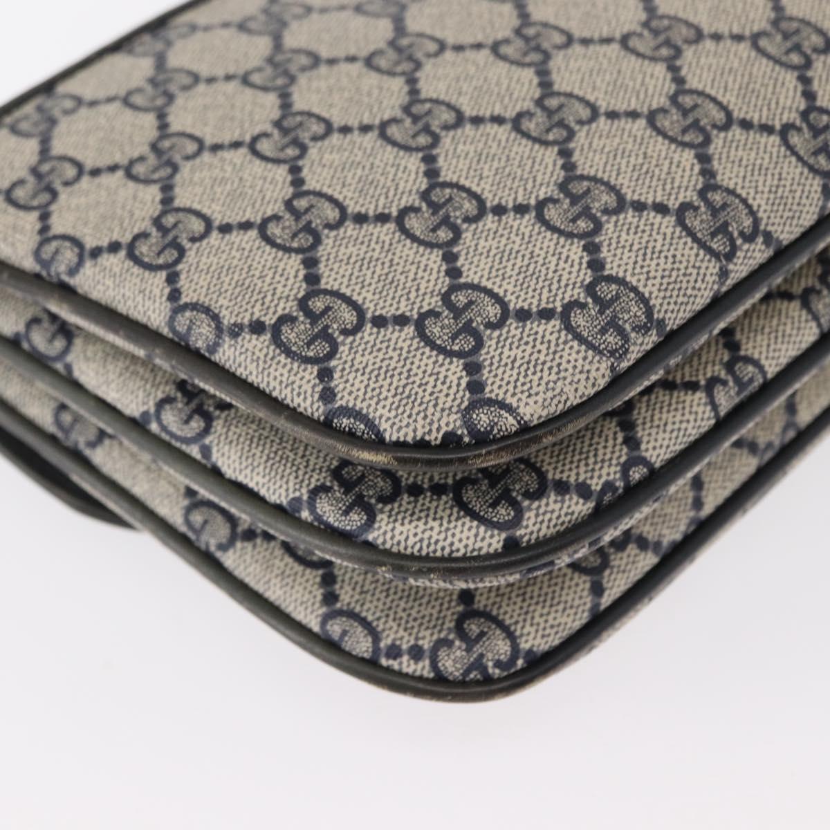 GUCCI GG Supreme Shoulder Bag PVC Navy Gold 004 106 0024 Auth 152571