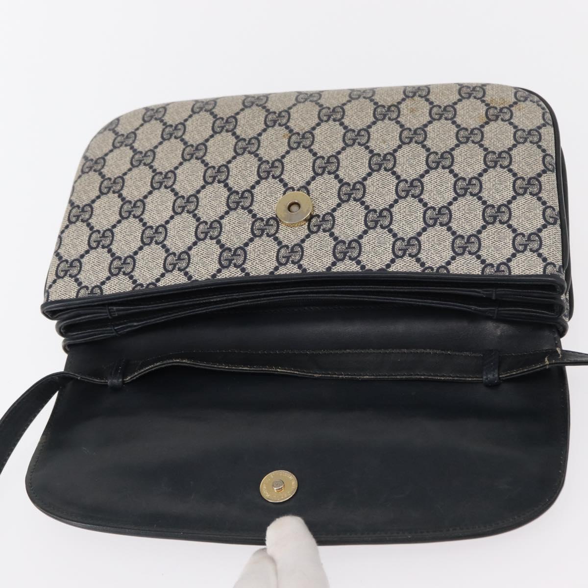 GUCCI GG Supreme Shoulder Bag PVC Navy Gold 004 106 0024 Auth 152571
