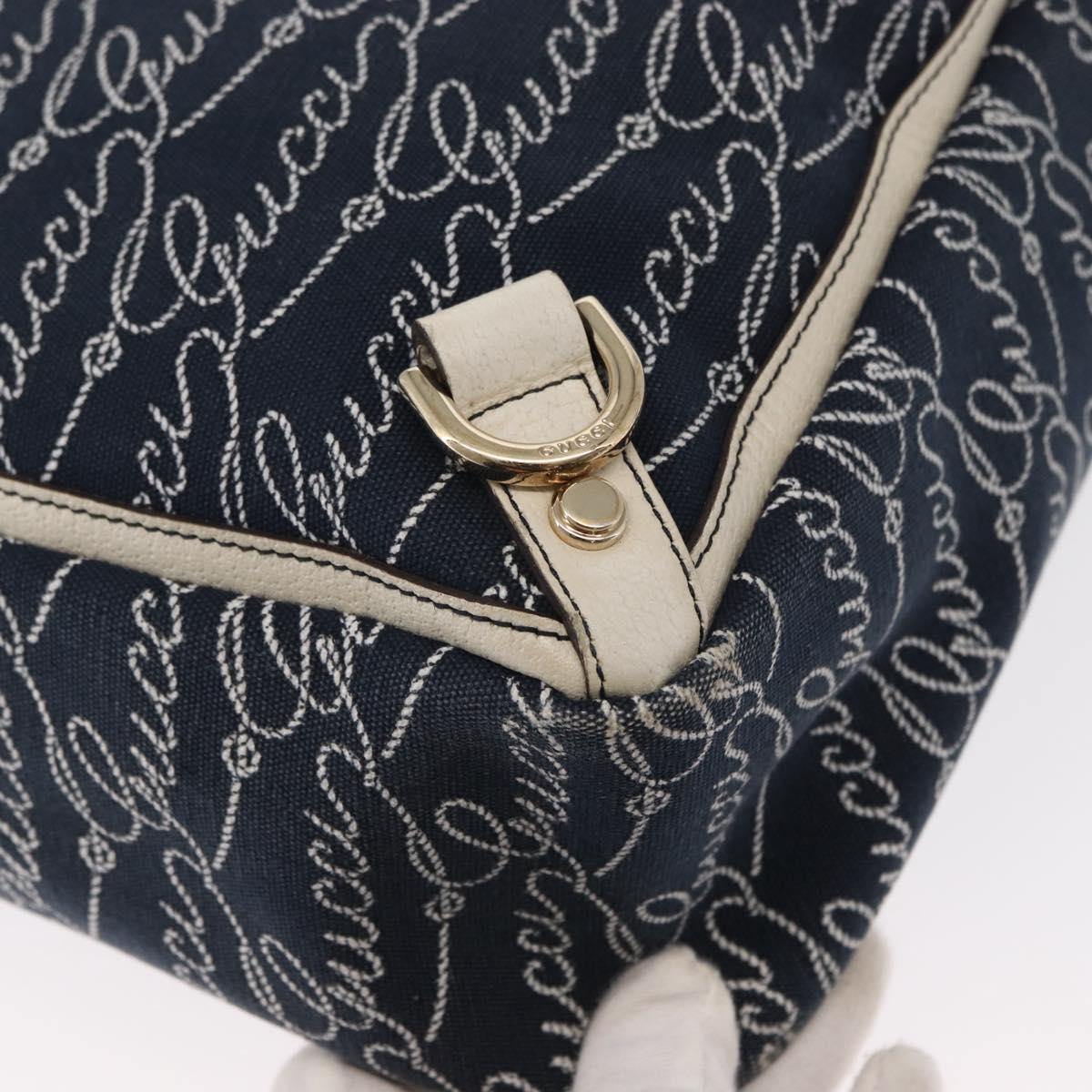 GUCCI Abbey Tote Bag Navy Gold 141472 Auth 152573